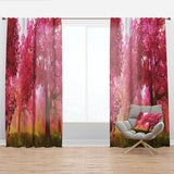 Mysterious Red Cherry Blossoms' Landscape Curtain Panel