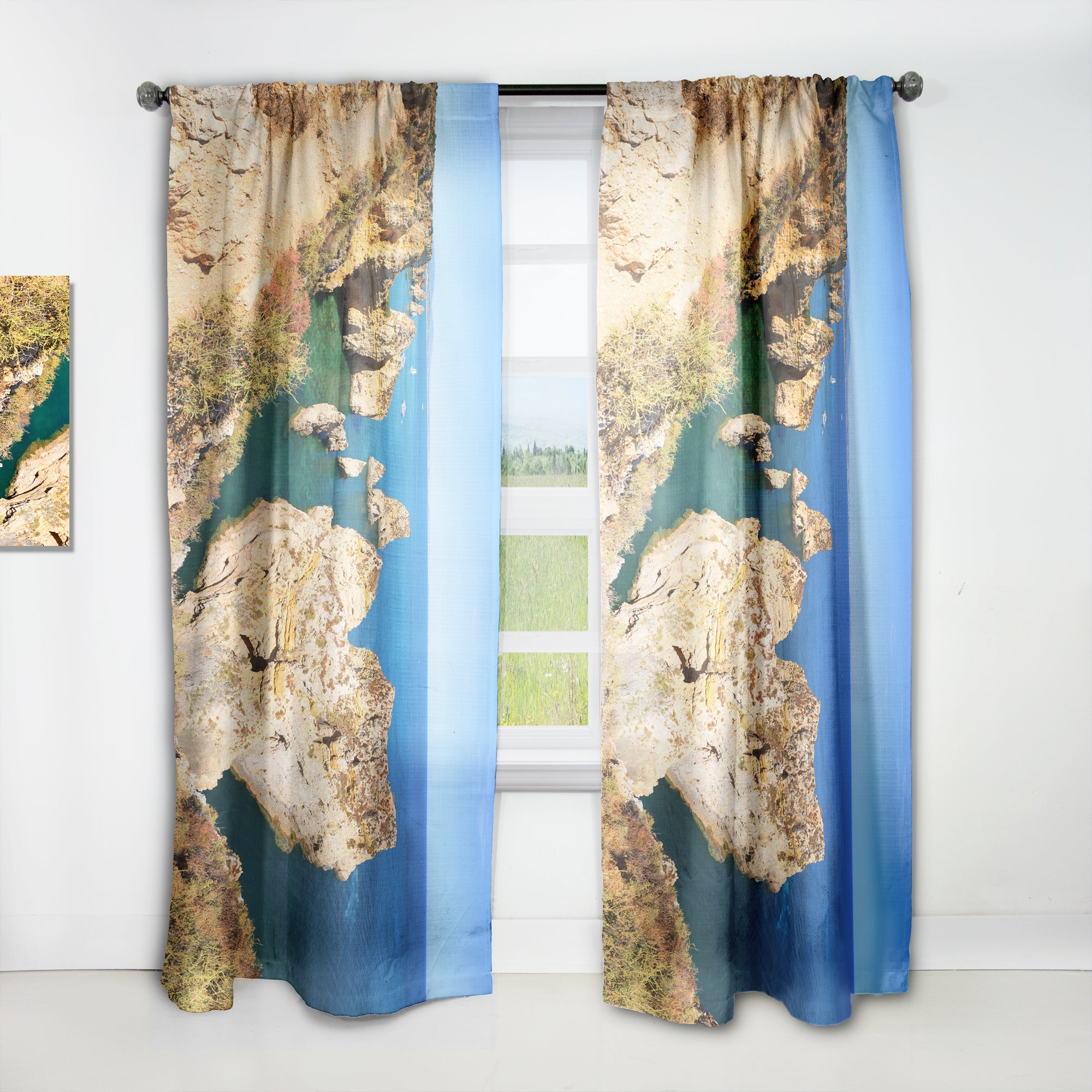 Rocky bay in Portugal' Landscapes Curtain Panel