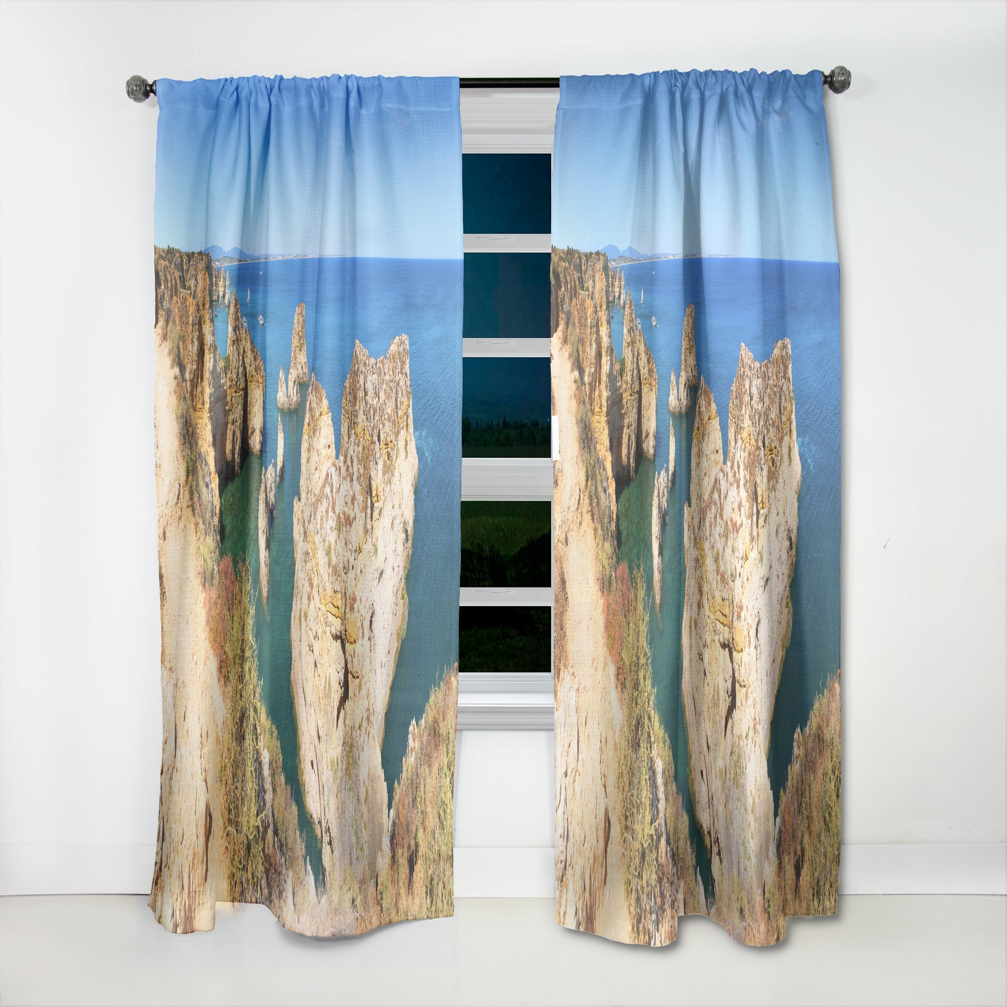 Rocky bay in Portugal' Landscapes Curtain Panel