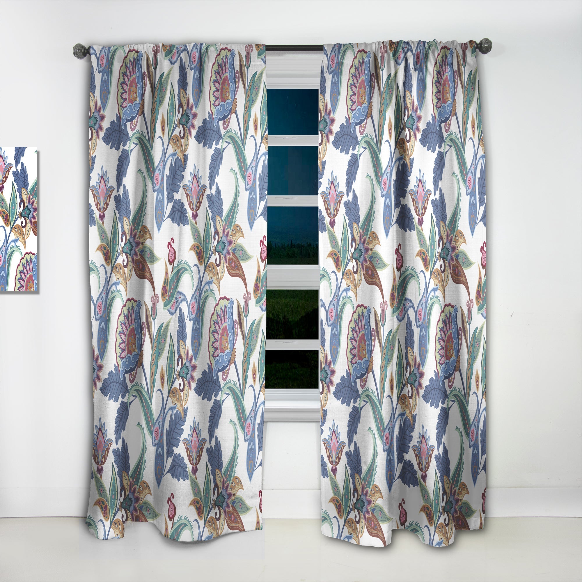 Fantasy Flowers Paisley Pattern' Traditional Curtain Panel