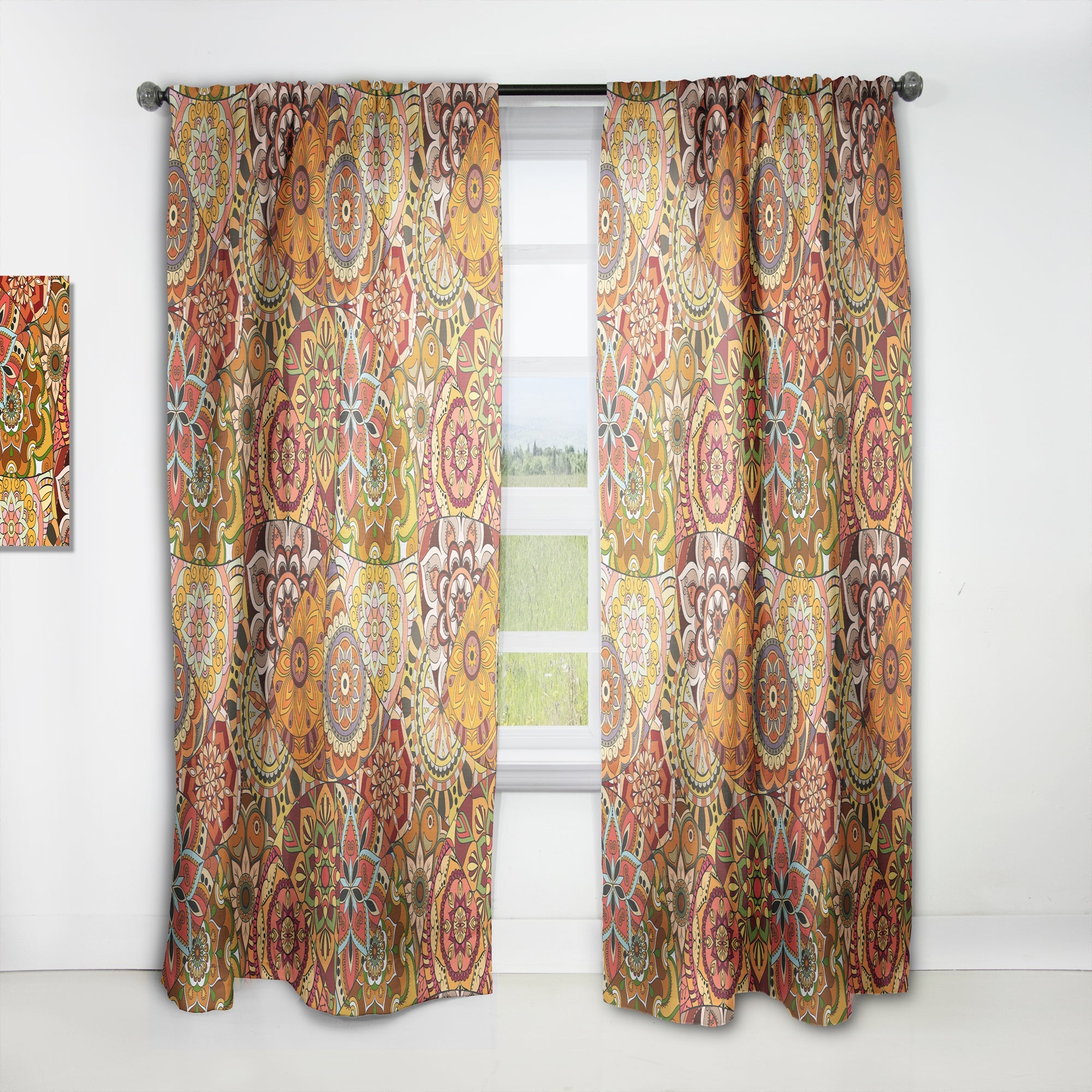 Pattern Tile with Mandalas' Bohemian & Eclectic Curtain Panel