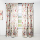 Vintage Red Pink Flower and Leaves' Rustic Curtain Panel