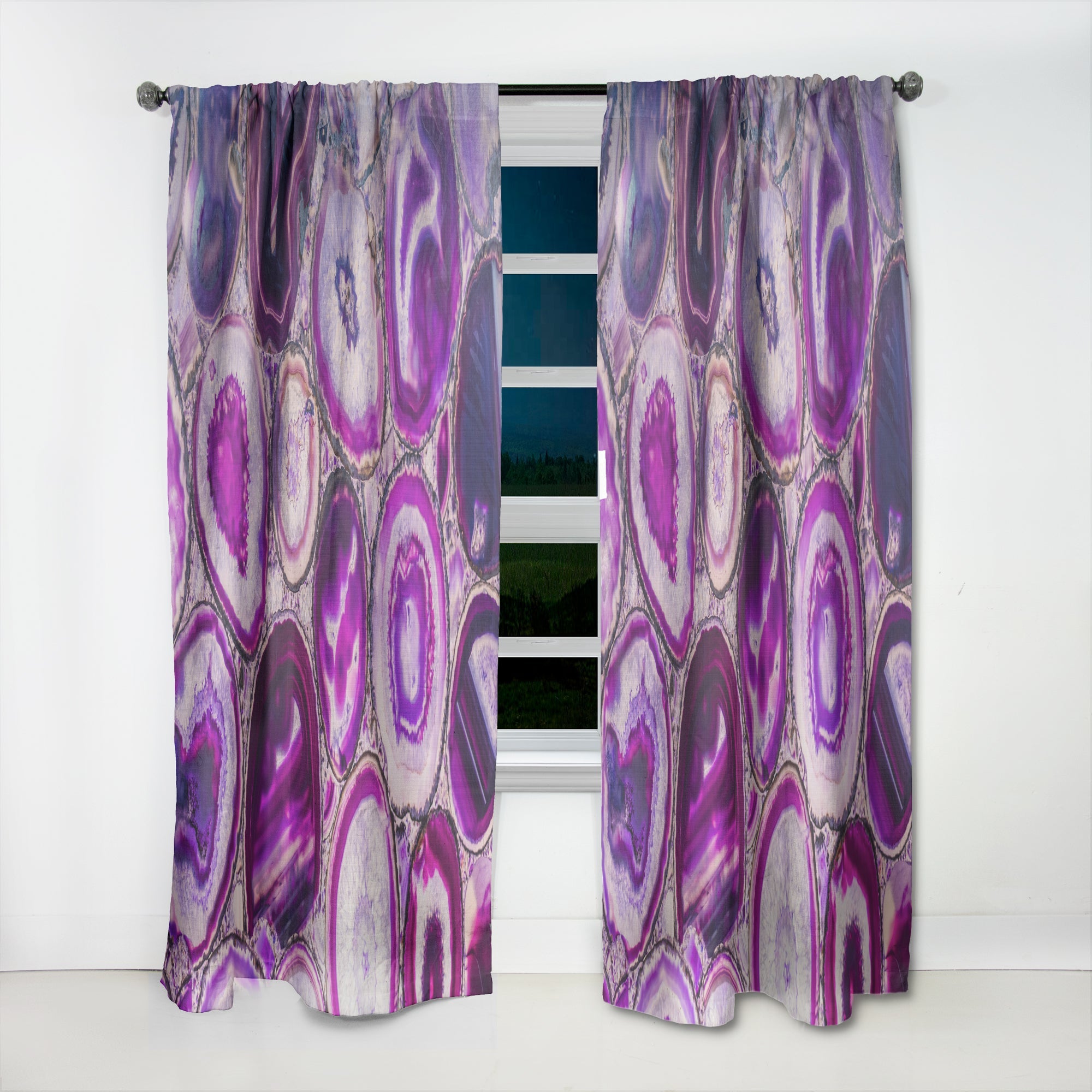 Violet Agate geode' Mid-Century Modern Curtain Panel