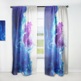 Blue and Purple Ink Composition' Mid-Century Modern Curtain Panel