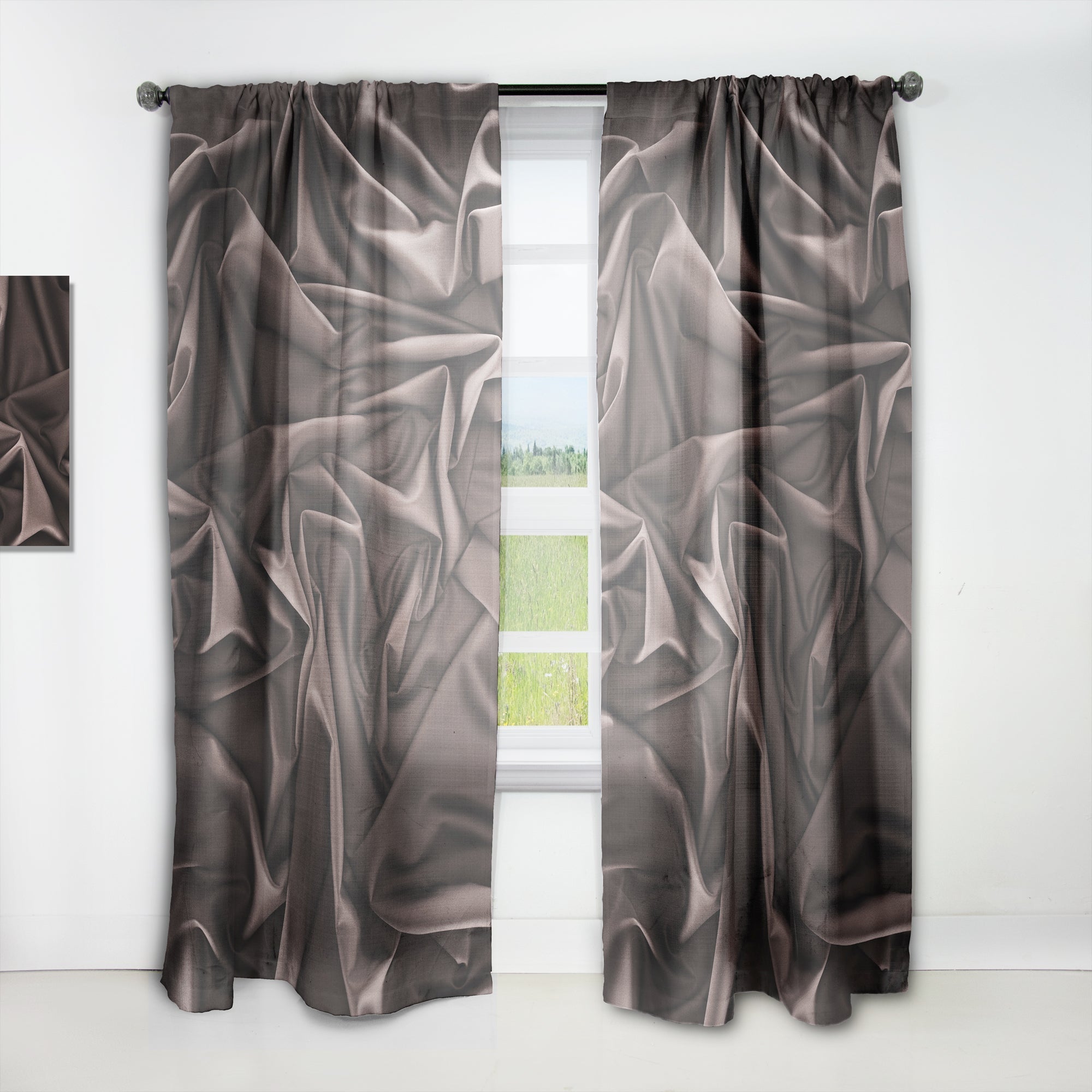 Folded Dark Silk Waves' Modern & Contemporary Curtain Panel
