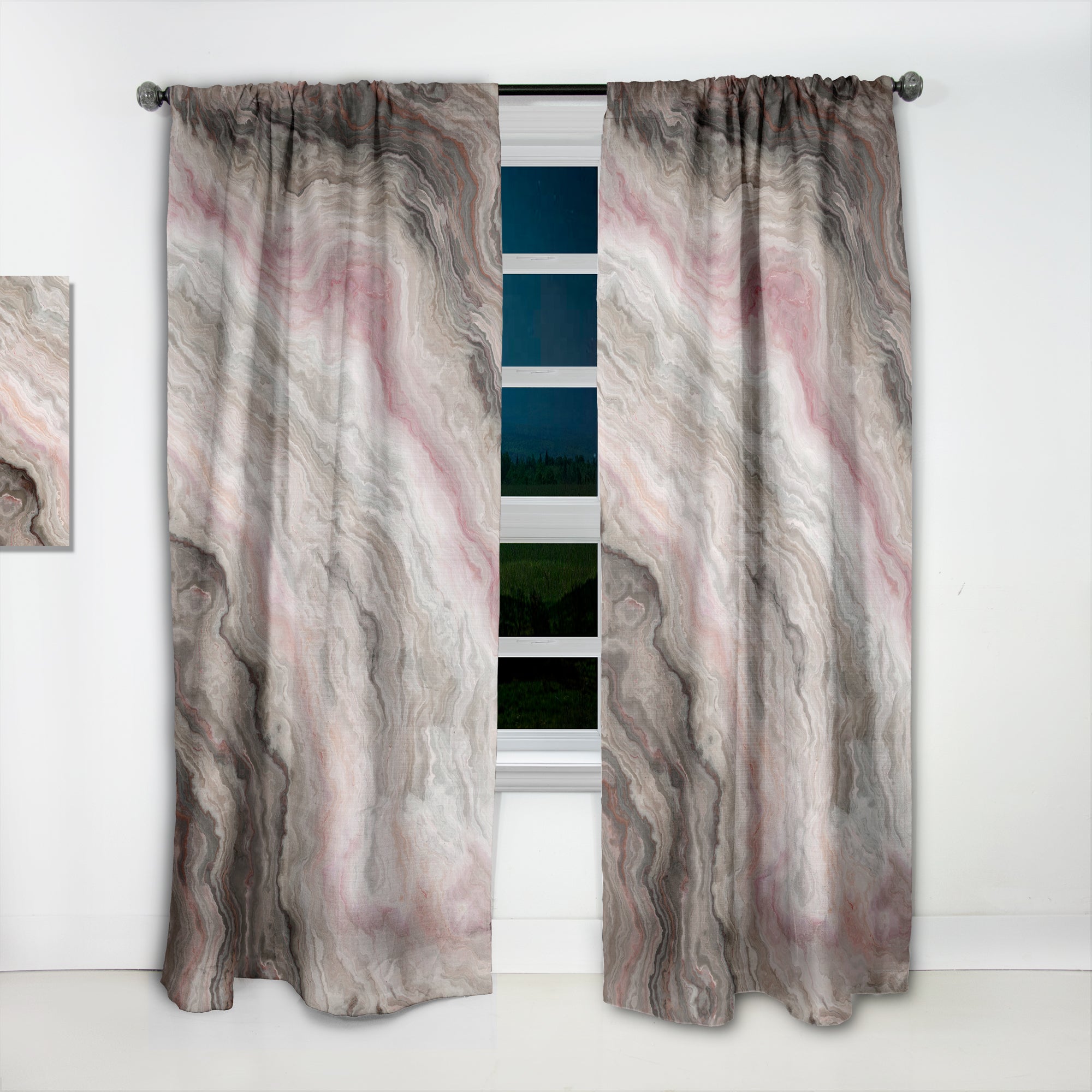 Grey Onyx with Rose Inclusions' Mid-Century Modern Curtain Panel