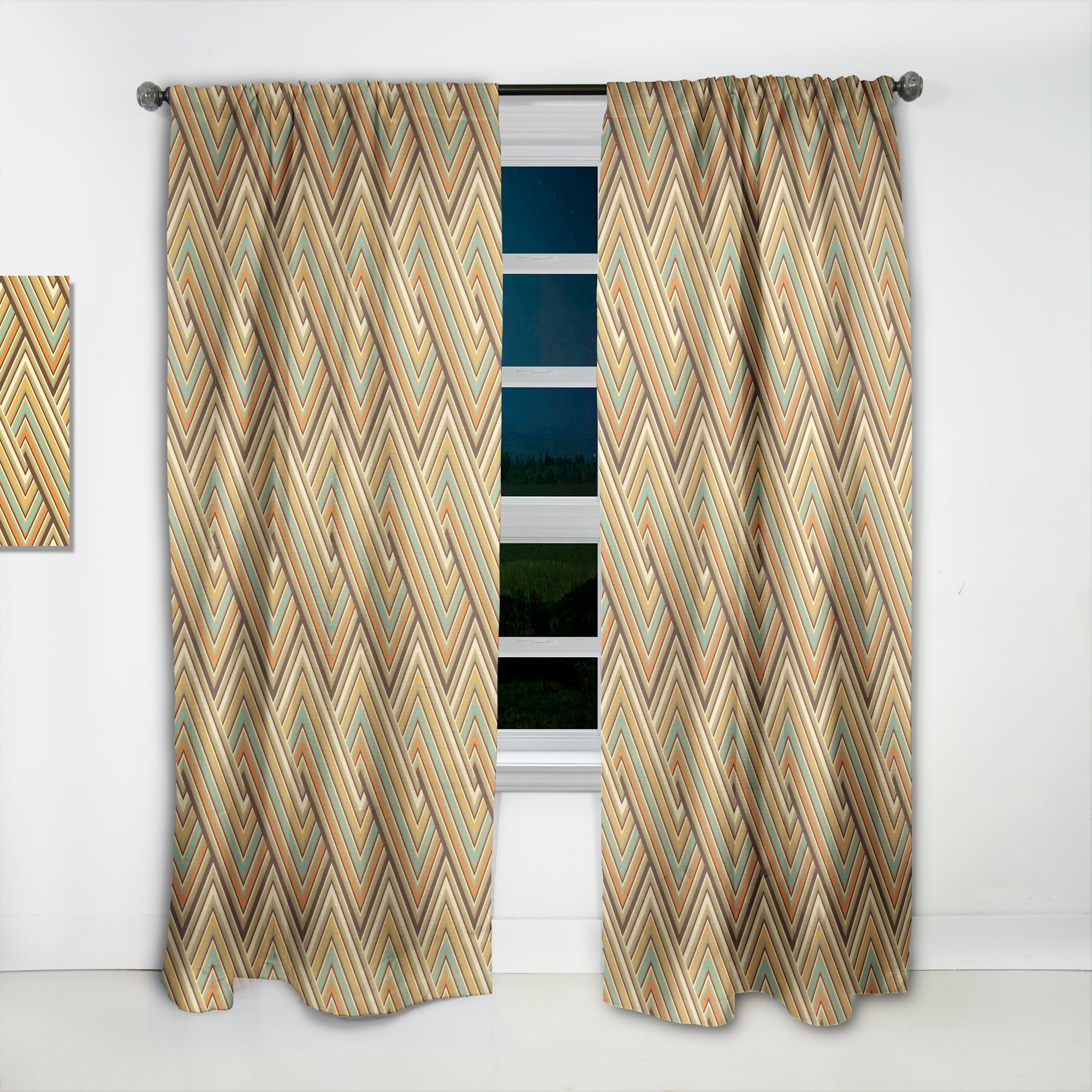 Retro square waves' Mid-Century Modern Curtain Panel