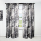 Handdrawn vintage lines in shades of gray' Mid-Century Modern Curtain Panel