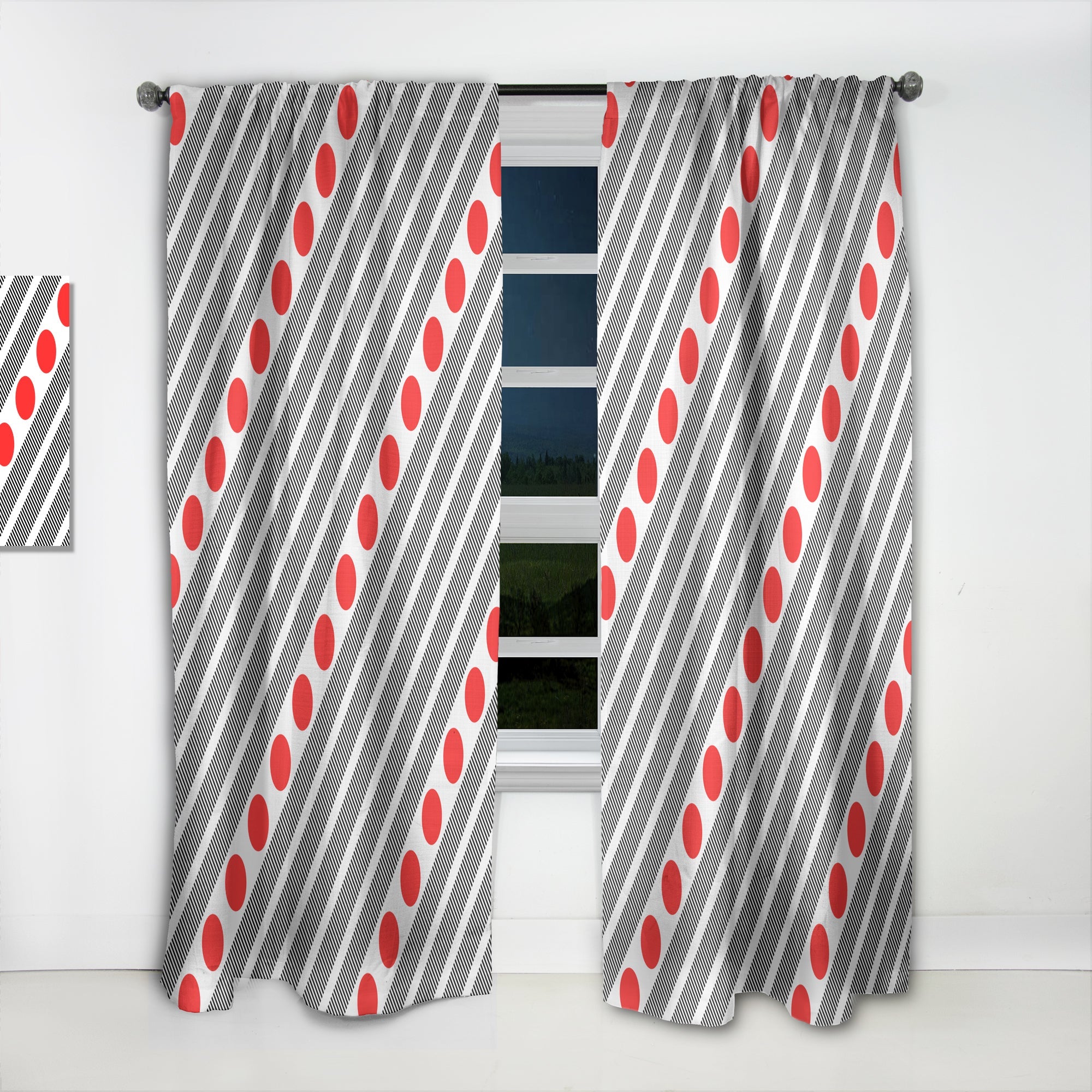 Retro Geometrical Abstract Minimal Pattern XI' Mid-Century Modern Curtain Panel