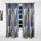 Retro Luxury Waves In Gold And Blue IV' Mid-Century Modern Curtain Panel