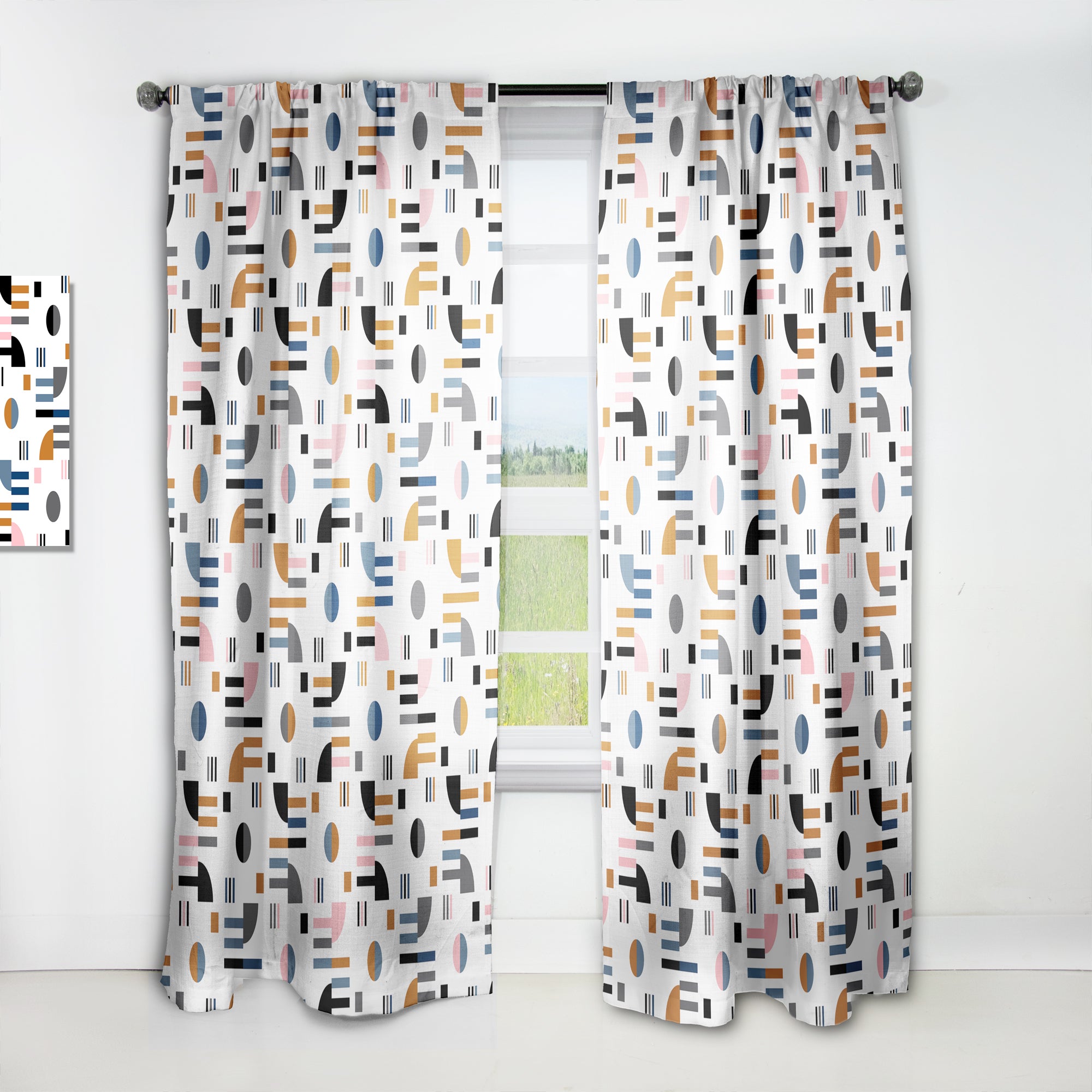 Retro Abstract Design XI' Mid-Century Modern Curtain Panel