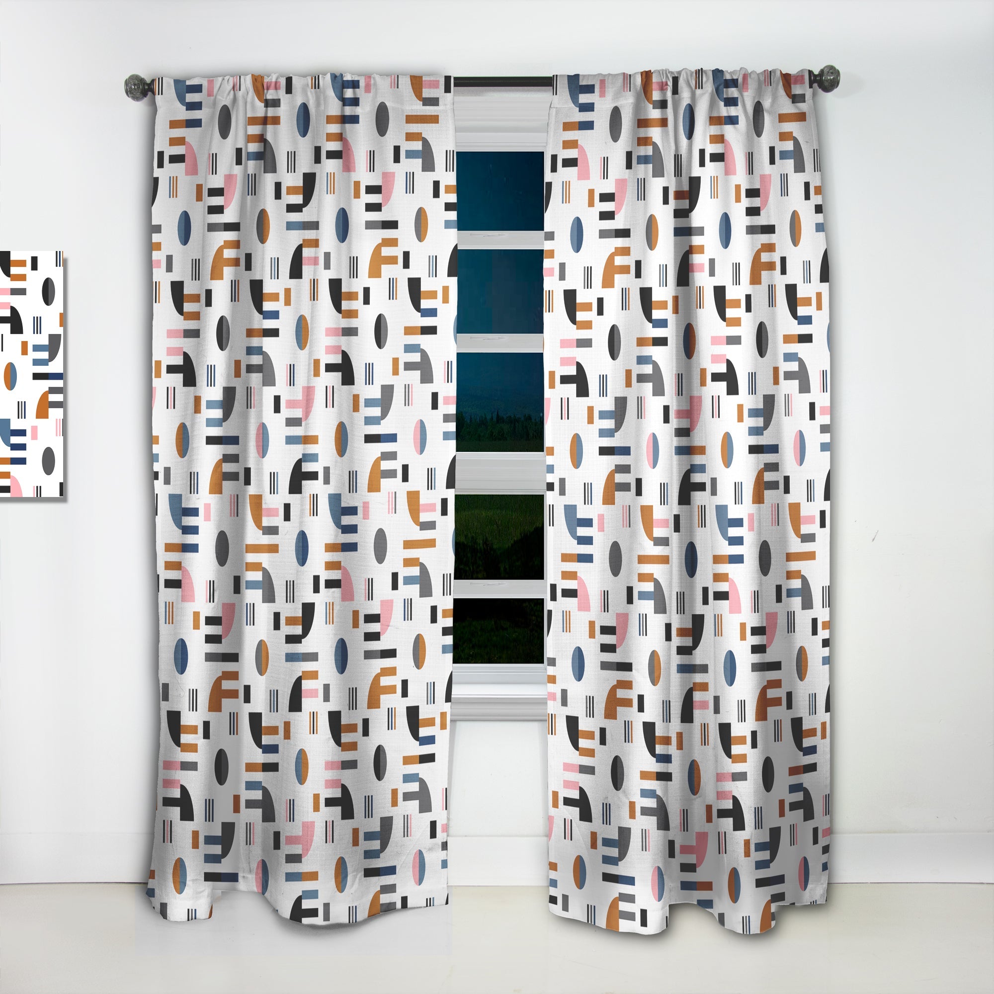 Retro Abstract Design XI' Mid-Century Modern Curtain Panel