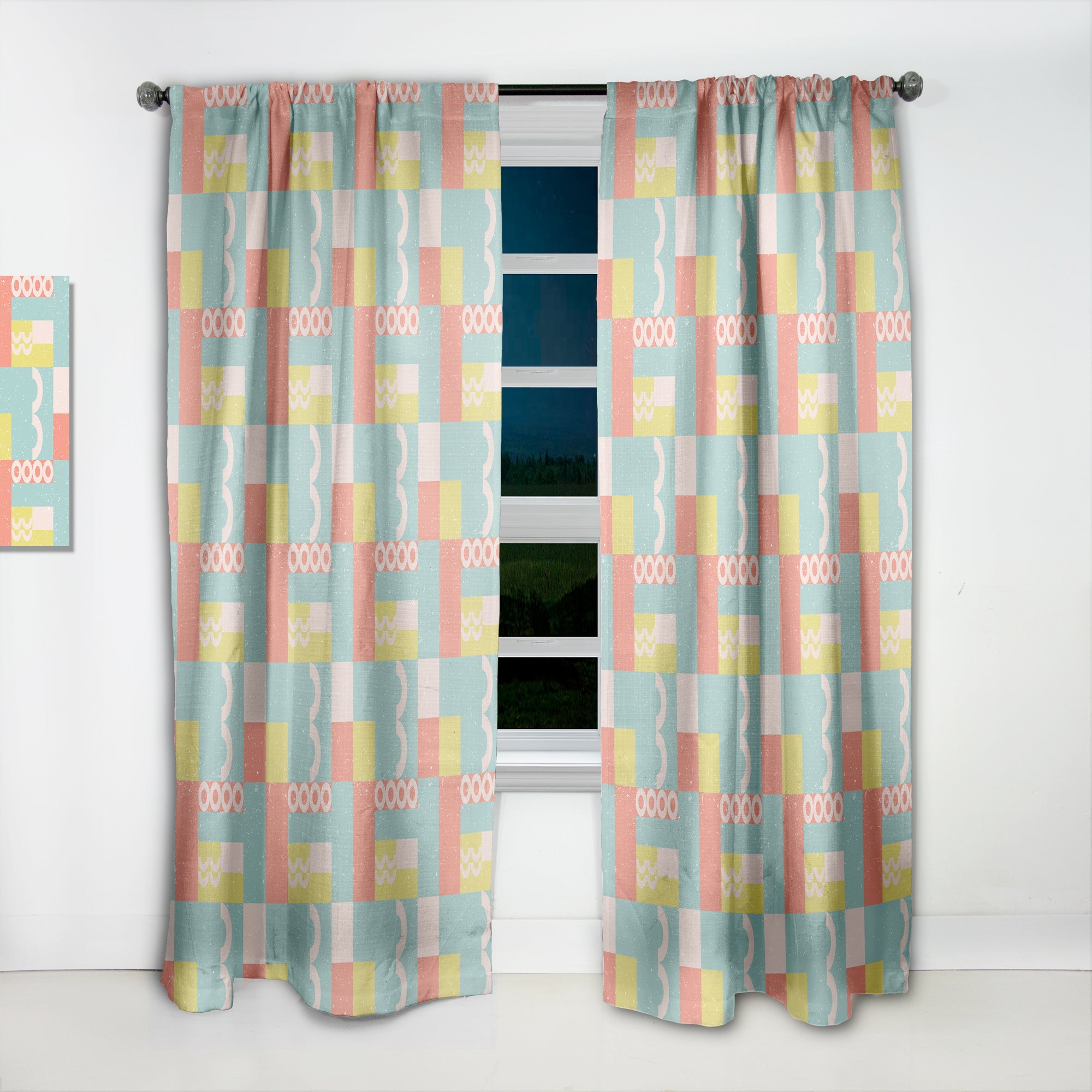 Retro Abstract Design III' Mid-Century Modern Curtain Panel