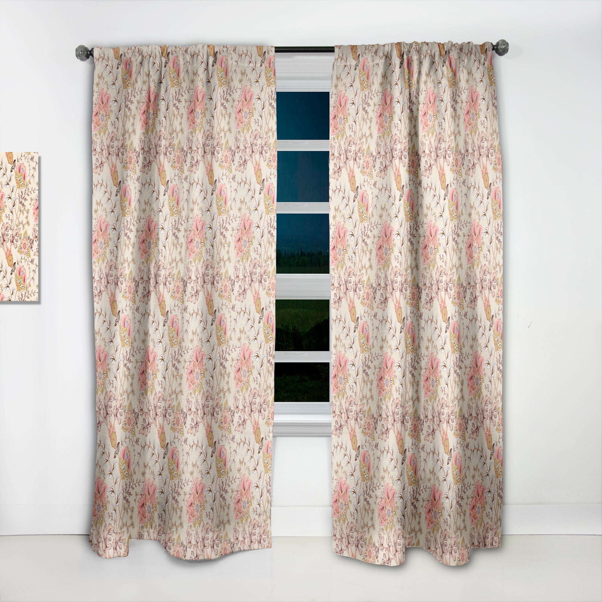 Oriental Floral Paisley' Mid-Century Modern Curtain Panel