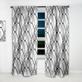 Monochrome Geometric Pattern III' Mid-Century Modern Curtain Panel