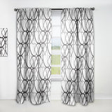 Monochrome Geometric Pattern' Mid-Century Modern Curtain Panel