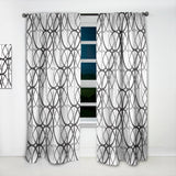 Monochrome Geometric Pattern' Mid-Century Modern Curtain Panel