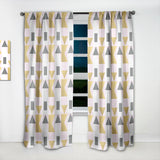 Triangular Gold Design' Mid-Century Modern Curtain Panel