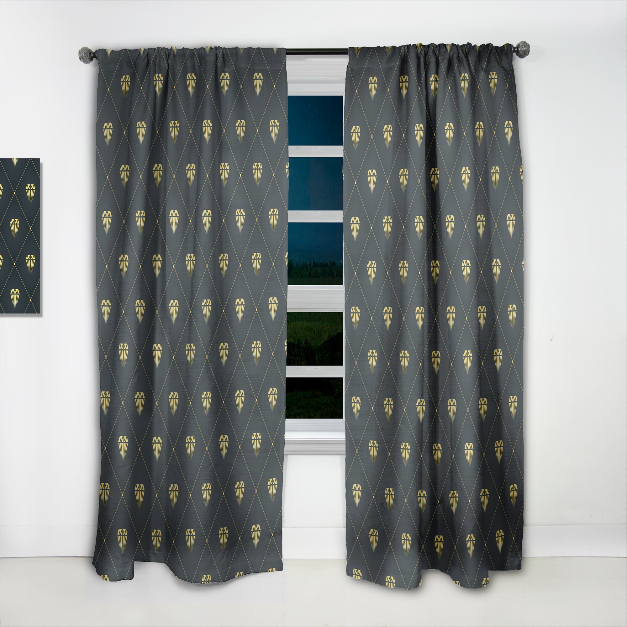 Golden Heart Design' Mid-Century Modern Curtain Panel