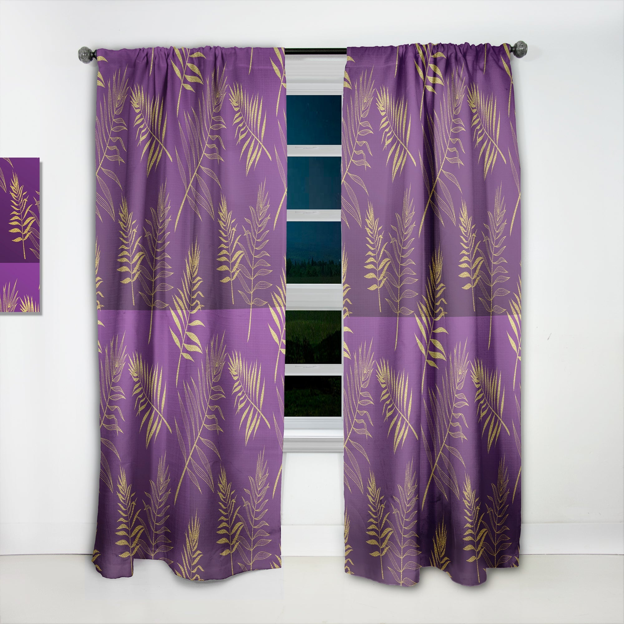 Tropical Foliage V' Mid-Century Modern Curtain Panel