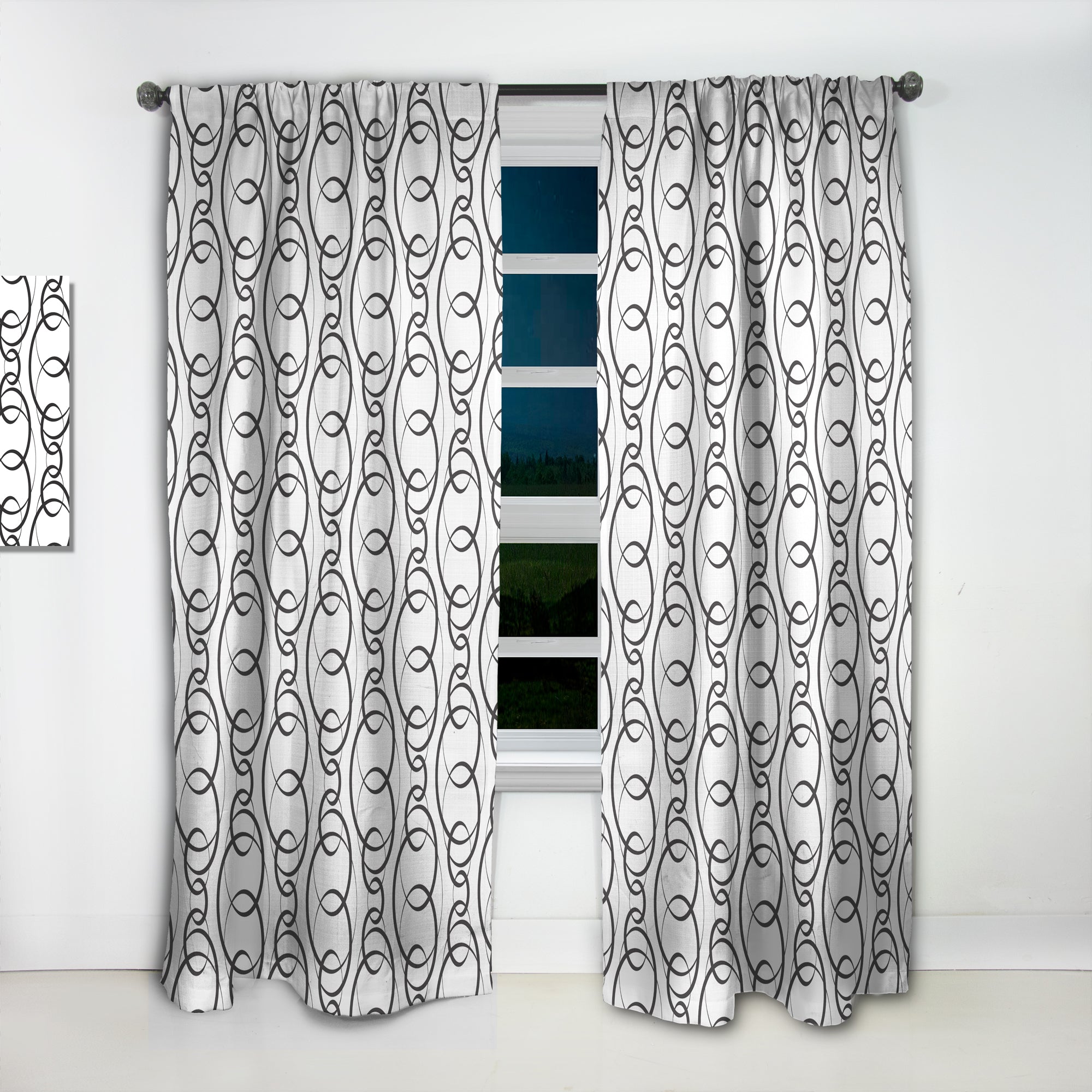 Retro Geometrical Abstract Minimal Pattern VI' Mid-Century Modern Curtain Panel