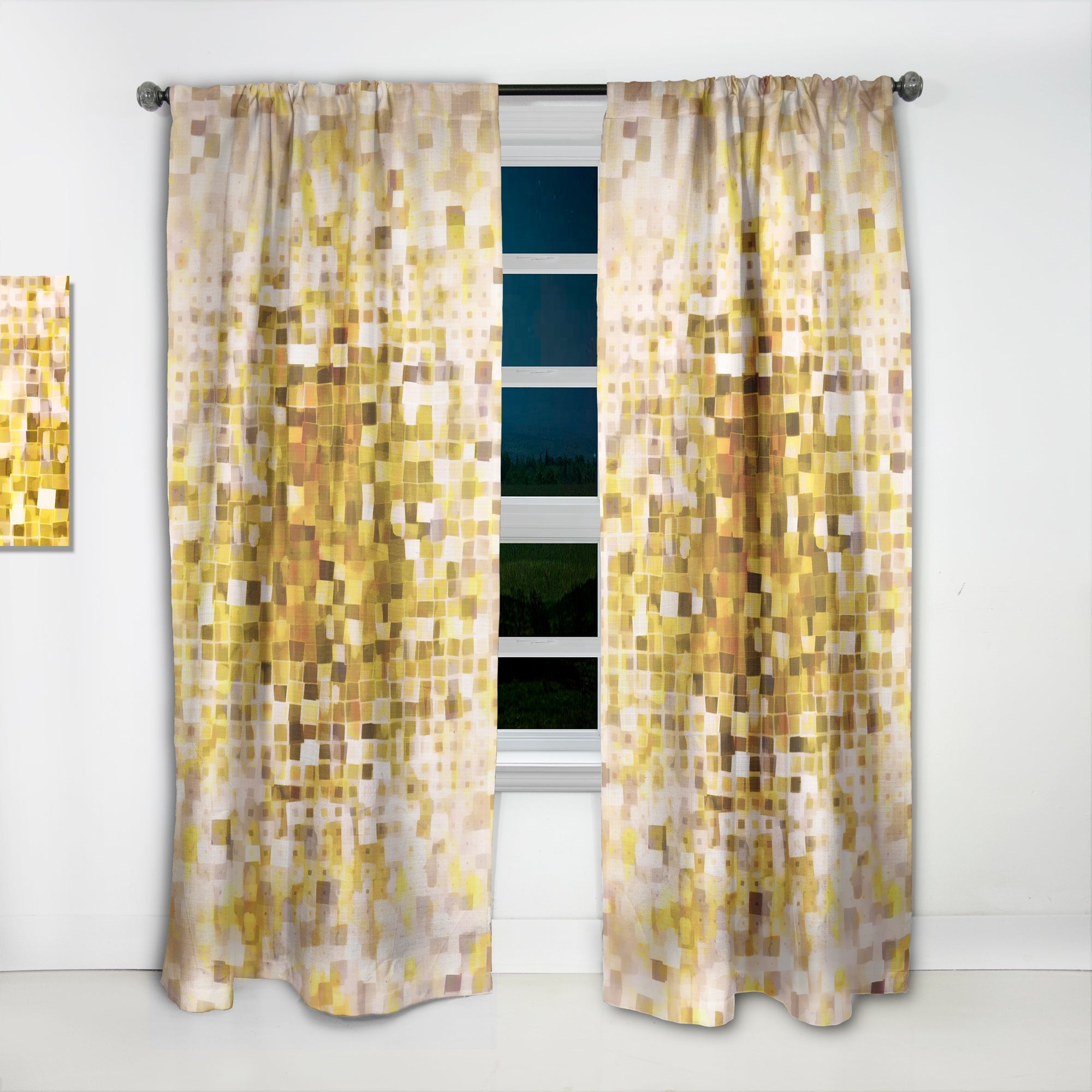 Glam Yellow Explosion Blocks' Modern Curtain Panel