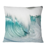 Massive Blue Waves Breaking Beach - Seashore Throw Pillow