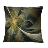 Gold and Silver Large Fractal Flower - Floral Throw Pillow