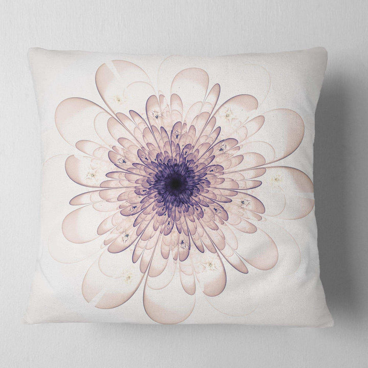 Perfect Glowing Fractal Flower in Purple - Floral Throw Pillow