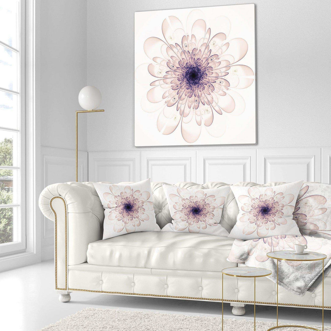 Perfect Glowing Fractal Flower in Purple - Floral Throw Pillow