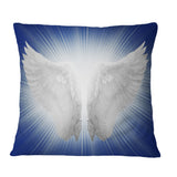 Angel Wings on Blue Background - Abstract Throw Pillow