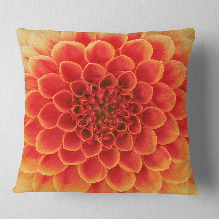 Abstract Orange Flower Design - Floral Throw Pillow