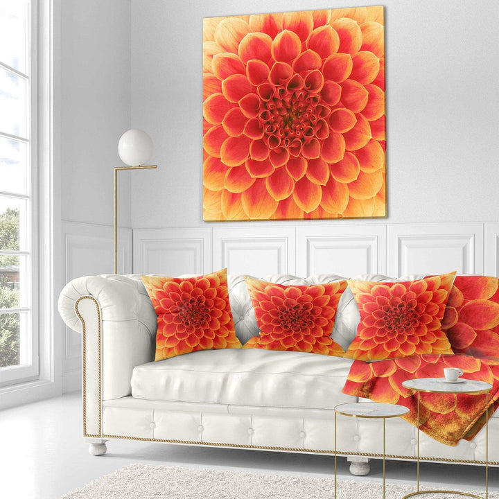 Abstract Orange Flower Design - Floral Throw Pillow