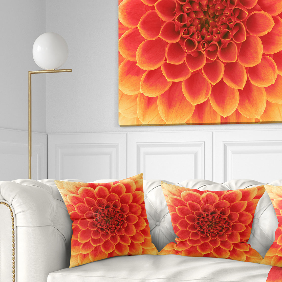 Abstract Orange Flower Design - Floral Throw Pillow
