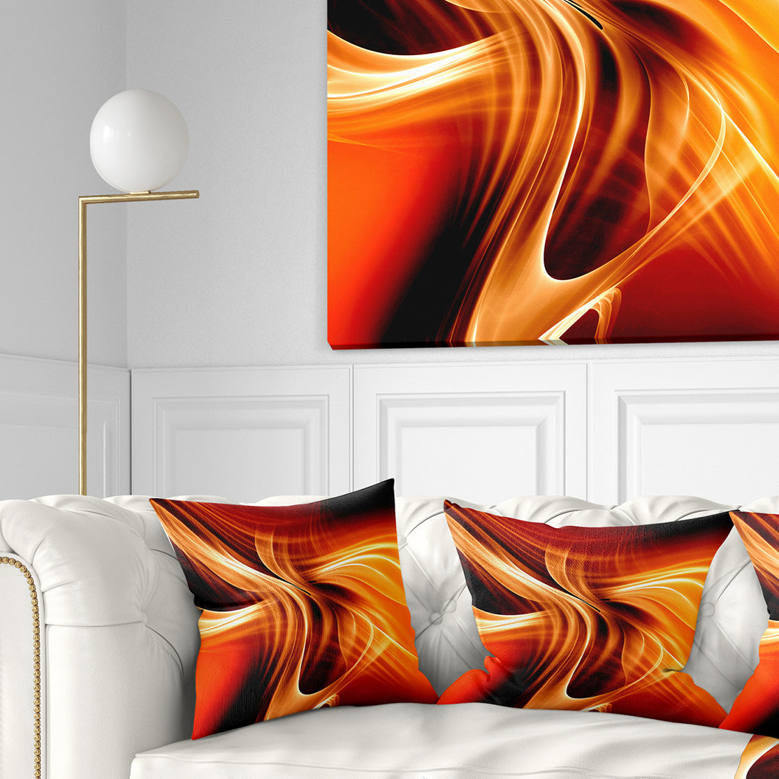 Orange Abstract Warm Fractal Design - Abstract Throw Pillow