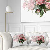 Pink Rose Bouquet Watercolor - Floral Throw Pillow