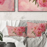 Peony Flowers in Vase on Pink - Floral Throw Pillow