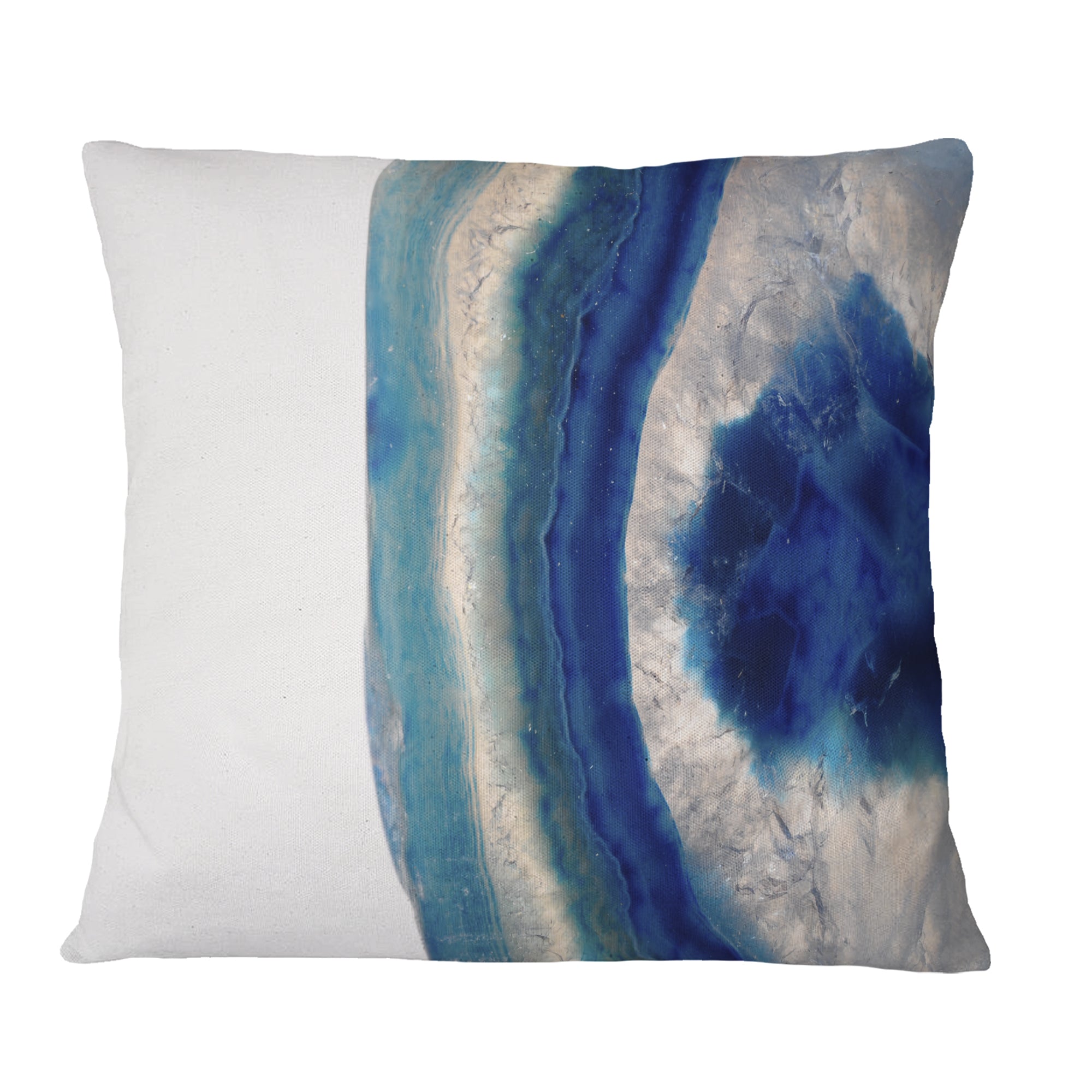 Macro of Blue Agate Stone - Abstract Throw Pillow