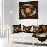 Dark Gold Red Fractal Flower Pattern - Floral Throw Pillow