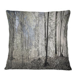 Dark Morning in Forest Panorama - Landscape Printed Throw Pillow