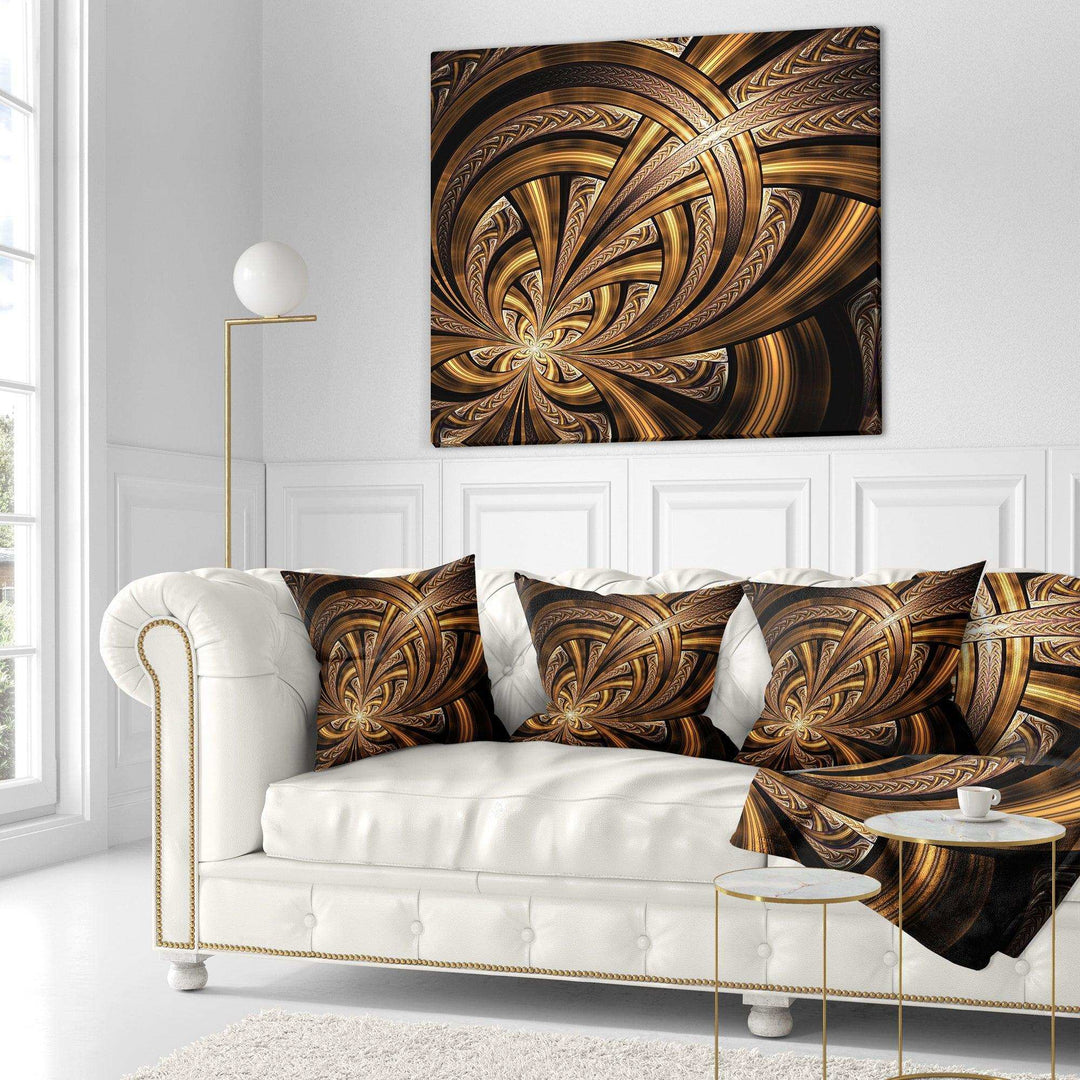 Dark Orange Fractal Flower - Abstract Throw Pillow