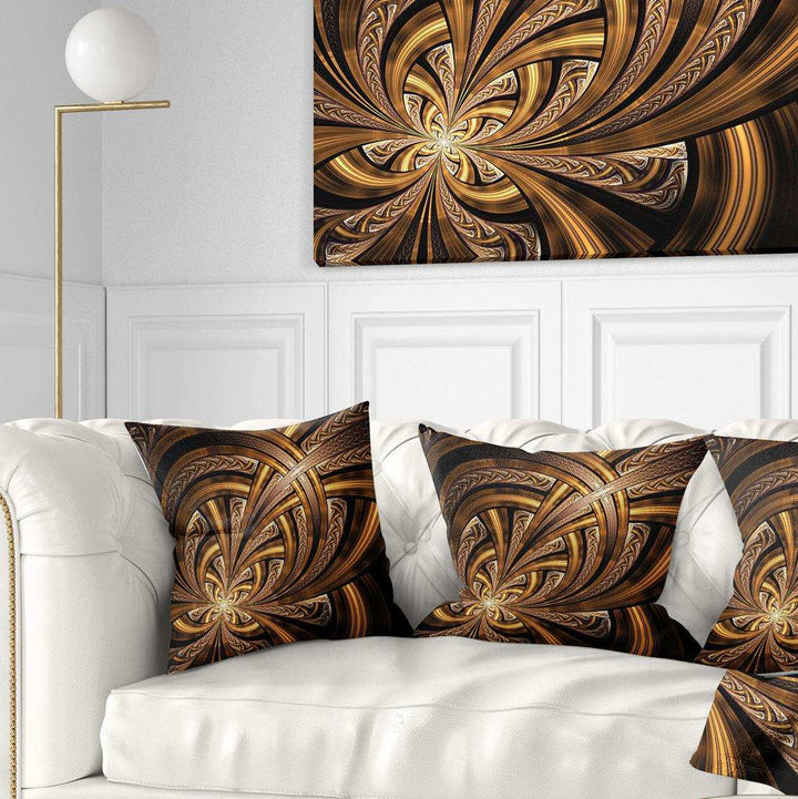 Dark Orange Fractal Flower - Abstract Throw Pillow