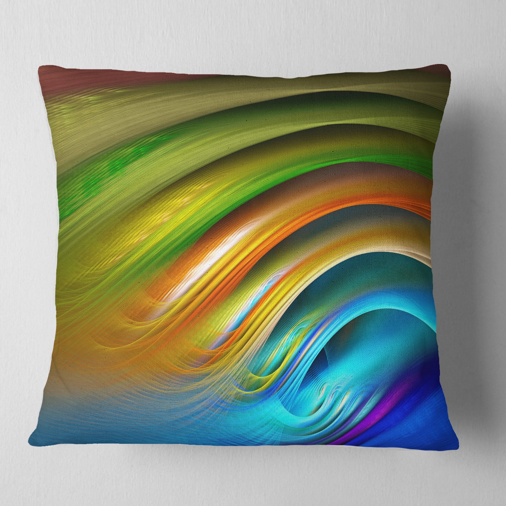 Colorful Fractal Water Ripples - Abstract Throw Pillow