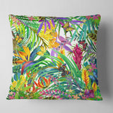 Tropical Leaves and Flowers - Floral Throw Pillow
