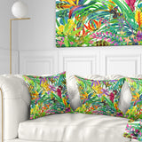 Tropical Leaves and Flowers - Floral Throw Pillow