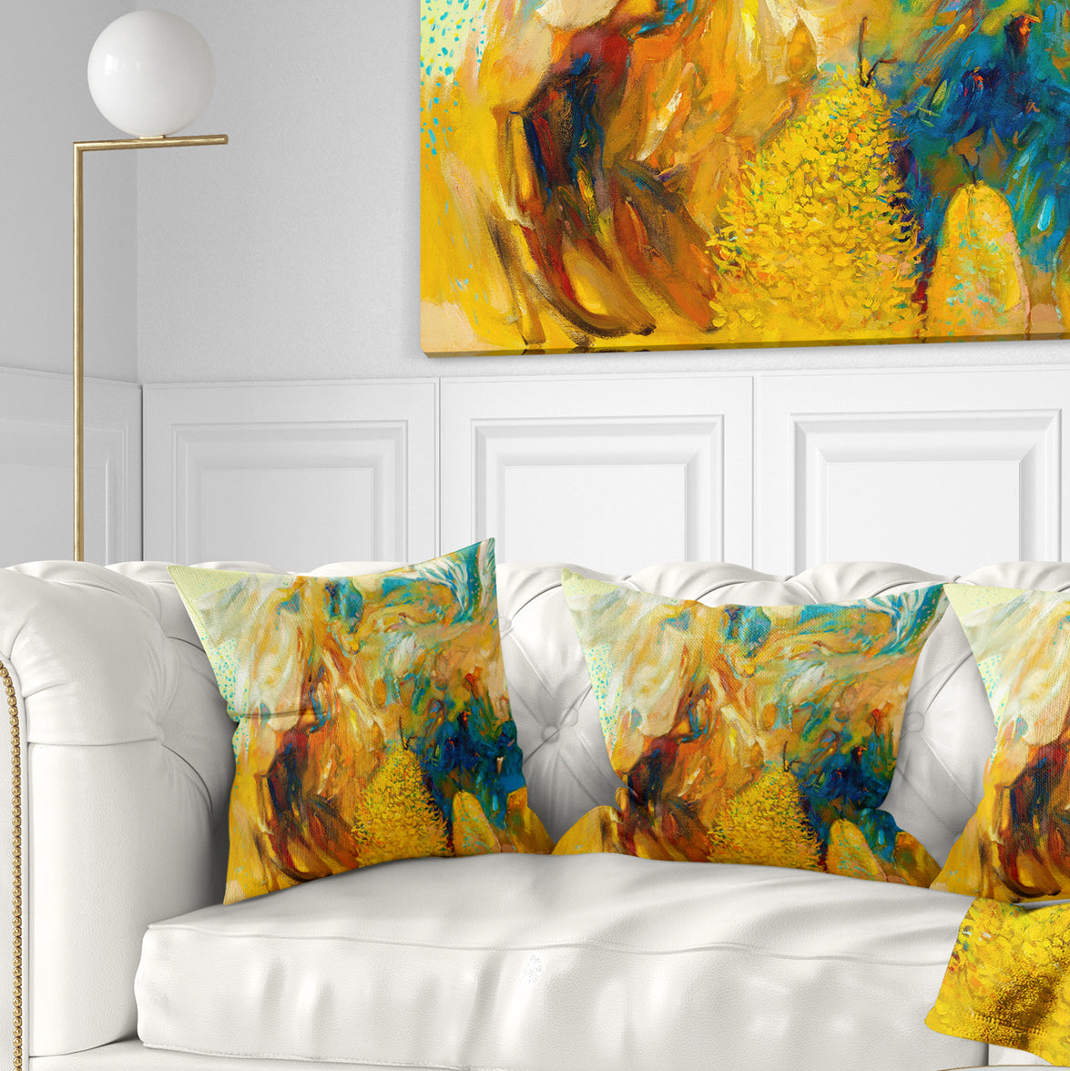 Abstract Yellow Collage - Abstract Throw Pillow