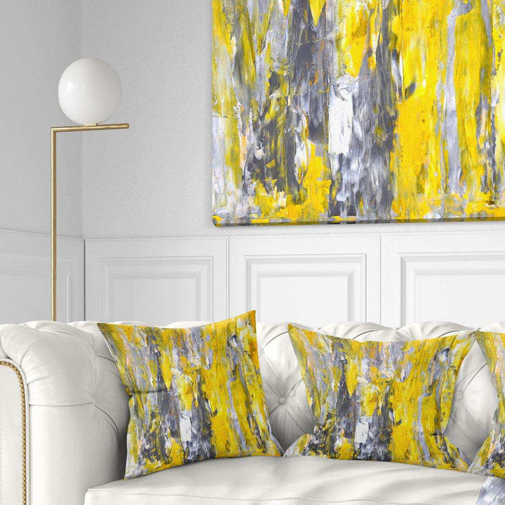 Grey and Yellow Abstract Pattern - Abstract Throw Pillow