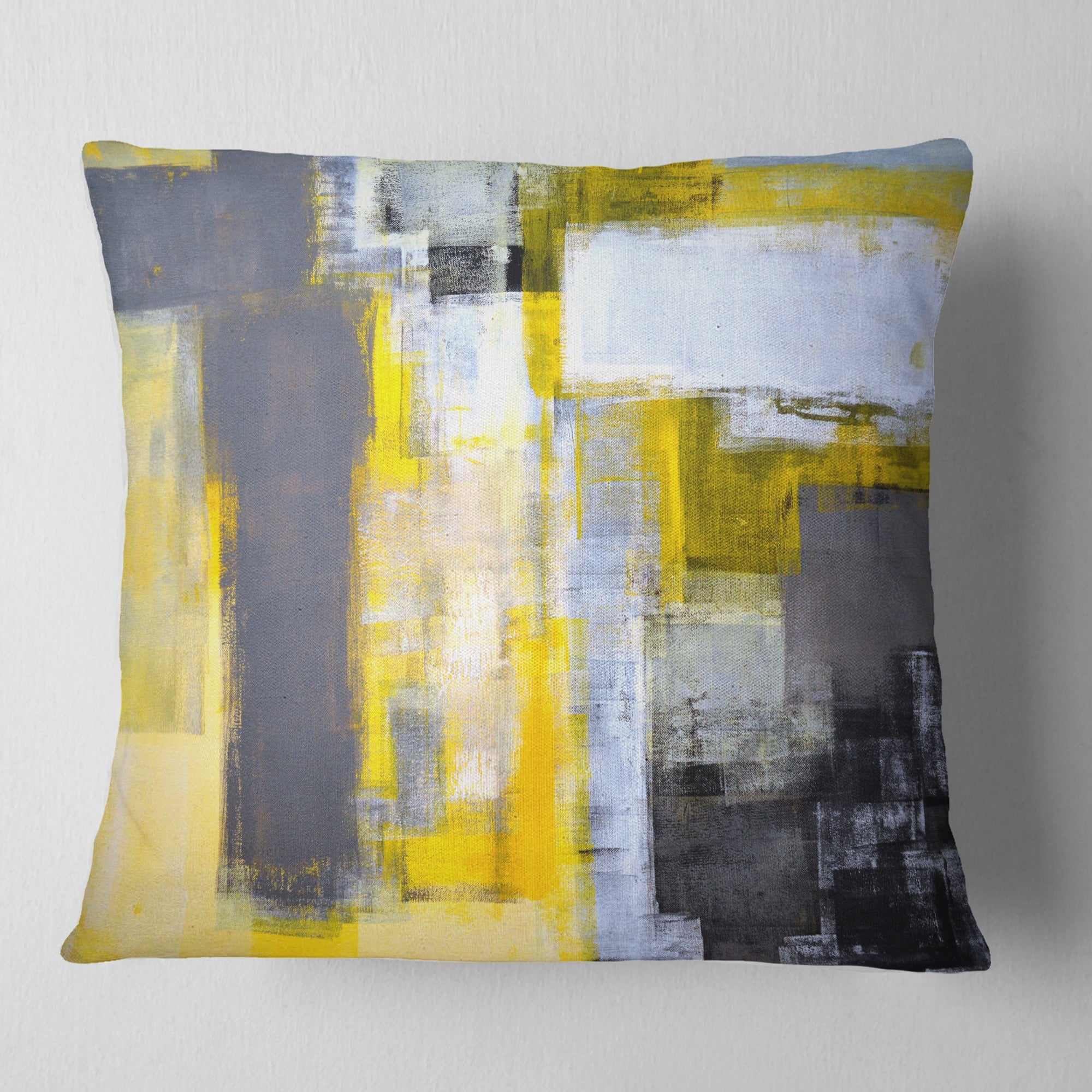 Grey and Yellow Blur Abstract - Abstract Throw Pillow