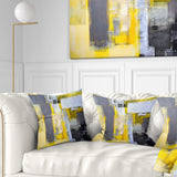 Grey and Yellow Blur Abstract - Abstract Throw Pillow