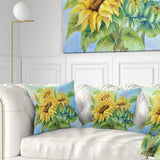 Three Sunflowers - Floral Throw Pillow